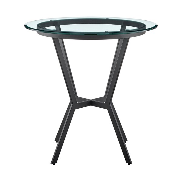 Armen Living Naomi Round Glass and Black Metal Bar Table - LCNMDIGLMB