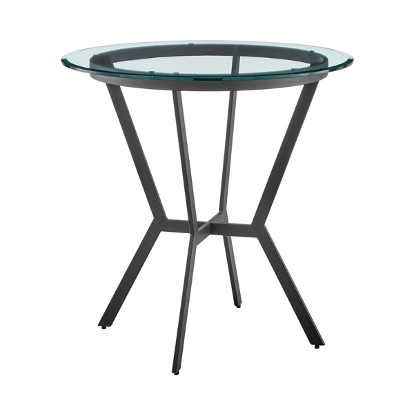 Armen Living Naomi Round Glass and Black Metal Bar Table - LCNMDIGLMB
