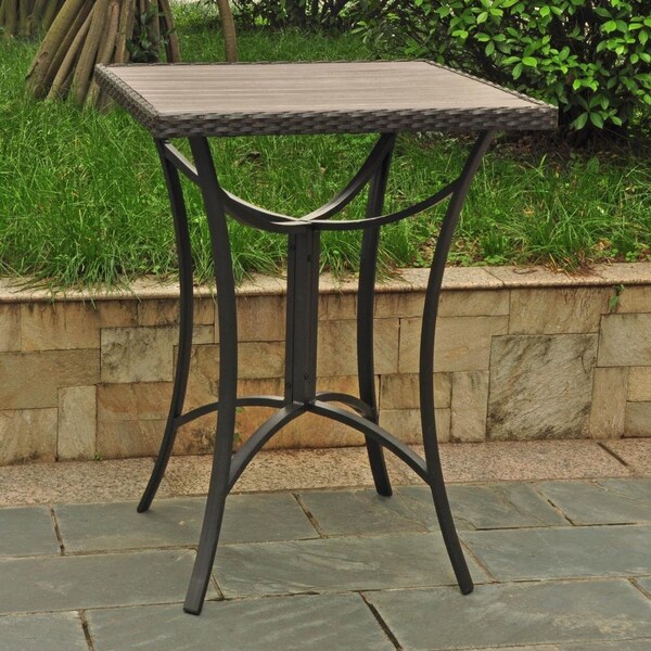 International Caravan Bardelona Resin Wicker-Aluminum Bar Bistro Table - Black - 4215-TBL-BKA