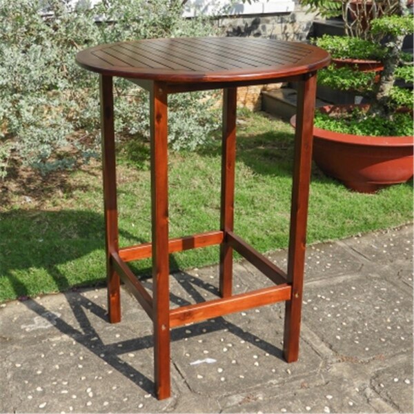 International Caravan 33 in. Highland Acacia Americana Round Bar Height Table, Stain - VF-4159-ST