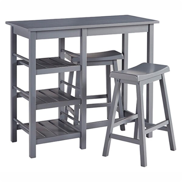 Progressive Furniture Breakfast Club Counter Table with 2 Stools, Distressed Gray - A211-53G