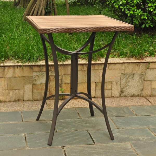 International Caravan Bardelona Resin Wicker-Aluminum Bar Bistro Table - Light Brown - 4215-TBL-ABN