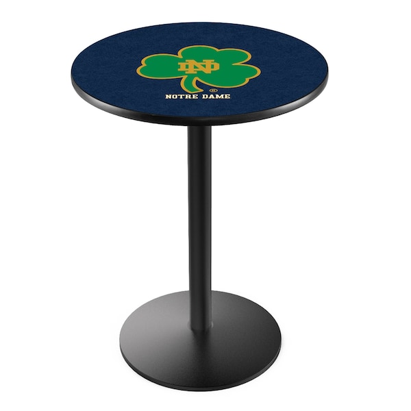 Holland Bar Stool Co 36" Blk Wrinkle Notre Dame Shamrock Pub Table, 36" dia. Top - L214B3636ND-SHM