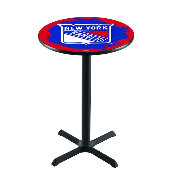 Holland Bar Stool Co 36" Blk Wrinkle New York Rangers Pub Table - L211B3628NYRANG