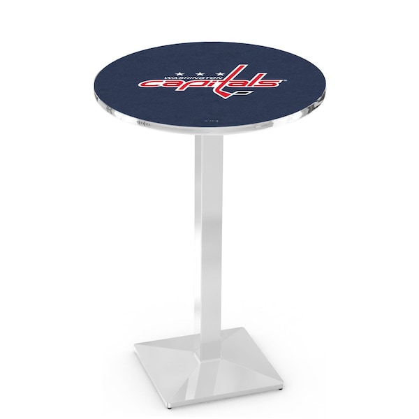 Holland Bar Stool Co 36" Chrome Washington Capitals Pub Table, 36" dia. Top - L217C3636WSHCAP