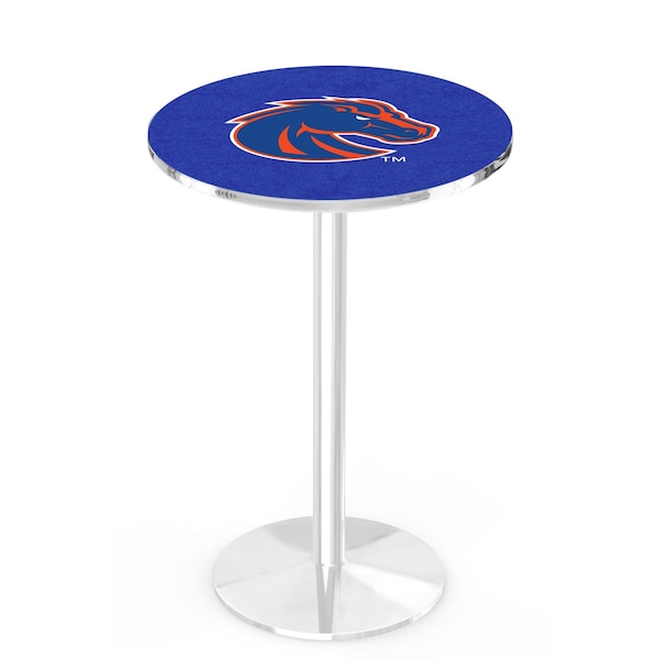 Holland Bar Stool Co 42" Chrome Boise State Pub Table, 36" dia. Top - L214C4236BOISES