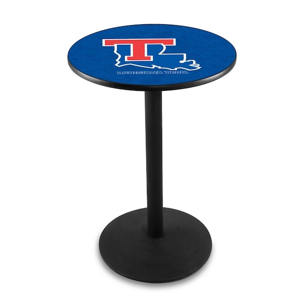 Holland Bar Stool Co 36" Blk Wrinkle Louisiana Tech Pub Table, 36" dia. Top - L214B3636LATECH