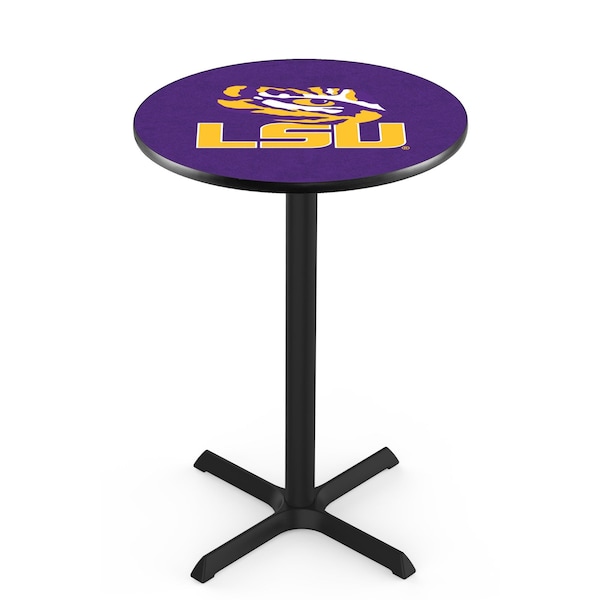 Holland Bar Stool Co 42" Blk Wrinkle Louisiana State Pub Table, 36" dia. Top - L211B4236LASTUN