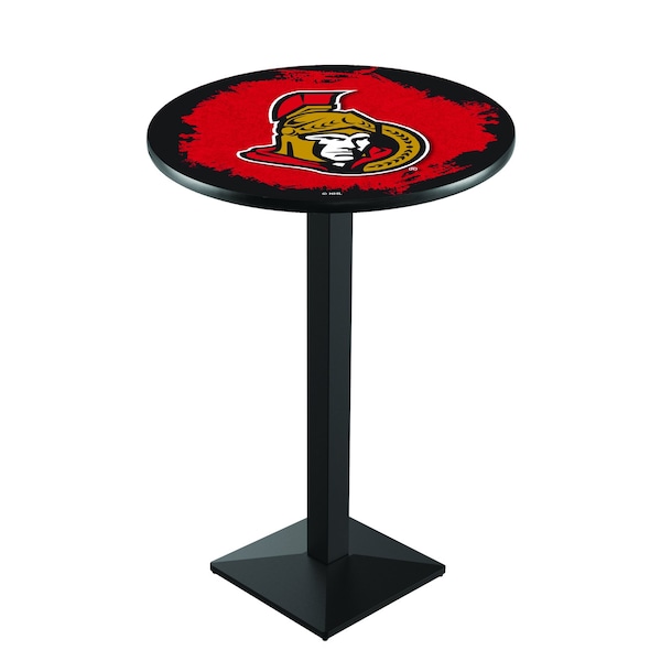 Holland Bar Stool Co 36" Blk Wrinkle Ottawa Senators Pub Table - L217B3628OTTSEN
