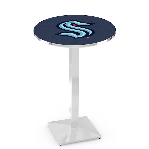 Holland Bar Stool Co 36" Chrome Seattle Kraken Pub Table with 36" dia. top - L217C3636SEAKRK