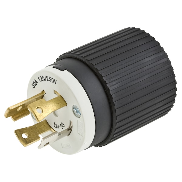 Hubbell Wiring Device-Kellems 30A Locking Plug 3P 4W 125/250VAC L14-30P BK/WT - L1430P