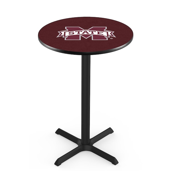Holland Bar Stool Co 42" Blk Wrinkle Mississippi State Pub Table, 36" dia. Top - L211B4236MSSSTU