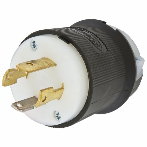 Hubbell HBL2711ST - Twist-Lock® EdgeConnect™ Plug with Spring Termination, 30A, 125/250V, L14-30P, Black and White Nylon - HBL2711ST