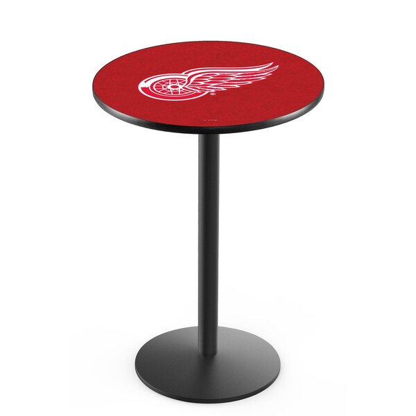 Holland Bar Stool Co 42" Blk Wrinkle Detroit Red Wings Pub Table, 36" dia. Top - L214B4236DETRED