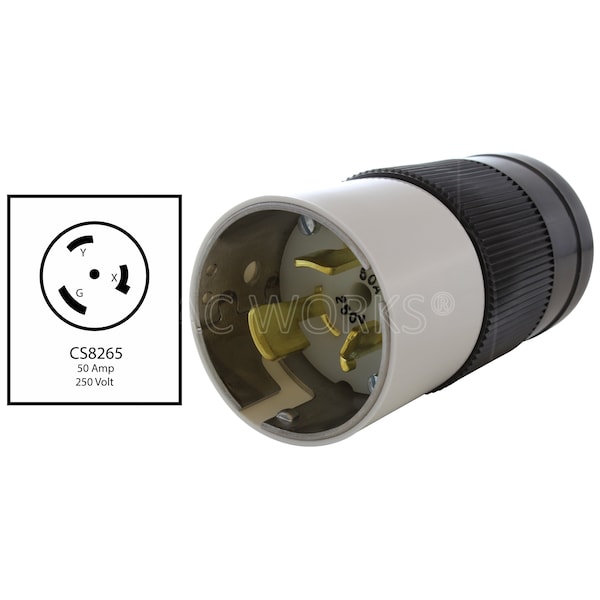 Ac Works California Standard 50A 250V 3-Wire Locking Male Plug Assembly - CS8265
