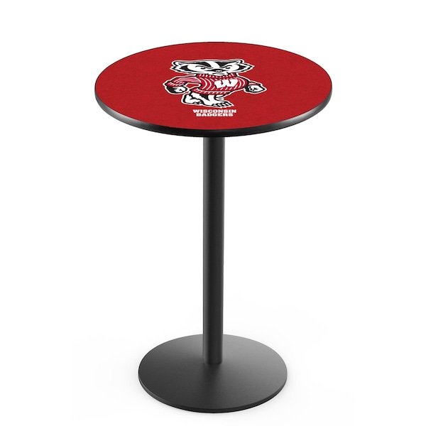 Holland Bar Stool Co 36" Blk Wrinkle Wisconsin "Badger" Pub Table, 36" dia. Top - L214B3636WI-BDG