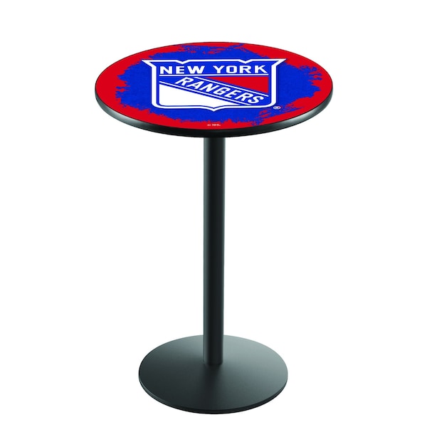Holland Bar Stool Co 42" Blk Wrinkle New York Rangers Pub Table - L214B4228NYRANG