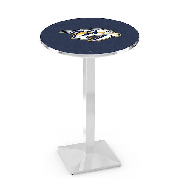 Holland Bar Stool Co 36" Chrome Nashville Predators Pub Table, 36" dia. Top - L217C3636NSHPRE