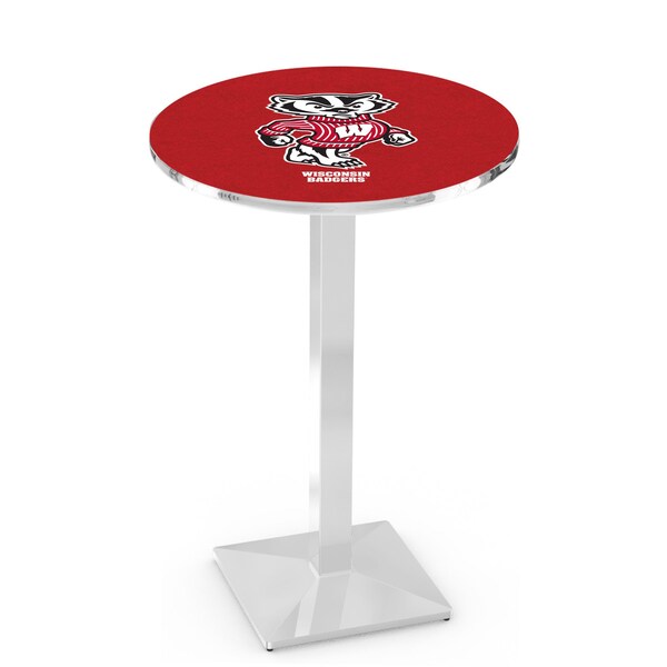 Holland Bar Stool Co 36" Chrome Wisconsin "Badger" Pub Table - L217C3628WI-BDG