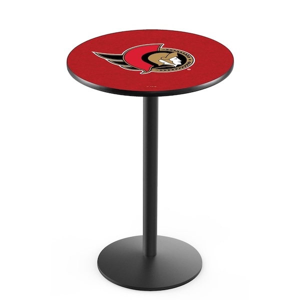 Holland Bar Stool Co 42" Blk Wrinkle Ottawa Senators Pub Table, 36" dia. Top - L214B4236OTTSEN