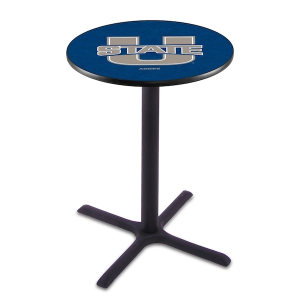 Holland Bar Stool Co 42" Blk Wrinkle Utah State Pub Table, 36" dia. Top - L211B4236UTAHST