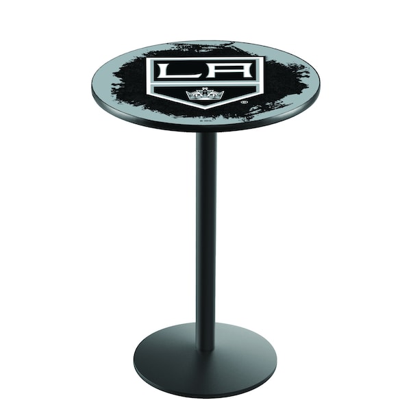 Holland Bar Stool Co 36" Blk Wrinkle Los Angeles Kings Pub Table - L214B3628LAKING