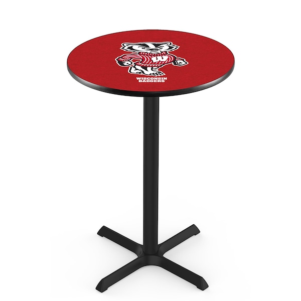 Holland Bar Stool Co 42" Blk Wrinkle Wisconsin "Badger" Pub Table, 36" dia. Top - L211B4236WI-BDG