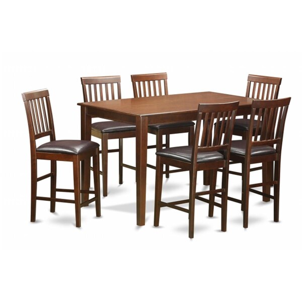 East West Furniture 7 Piece Counter Height Table Set-Counter Height Table and 6 Counter Height Stool - DUVN7H-MAH-LC