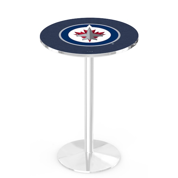 Holland Bar Stool Co 36" Chrome Winnipeg Jets Pub Table, 36" dia. Top - L214C3636WINJET