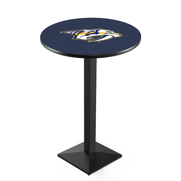 Holland Bar Stool Co 36" Blk Wrinkle Nashville Predators Pub Table, 36" dia. Top - L217B3636NSHPRE