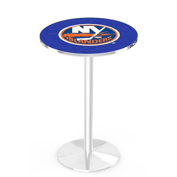 Holland Bar Stool Co 36" Chrome New York Islanders Pub Table, 36" dia. Top - L214C3636NYISLN