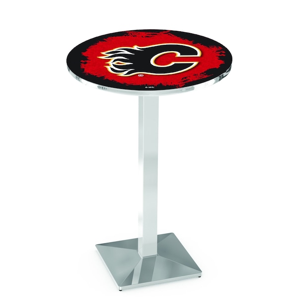 Holland Bar Stool Co 42" Chrome Calgary Flames Pub Table - L217C4228CALFLA