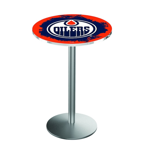 Holland Bar Stool Co 42" Stainless Steel Edmonton Oilers Pub Table - L214S4228EDMOIL
