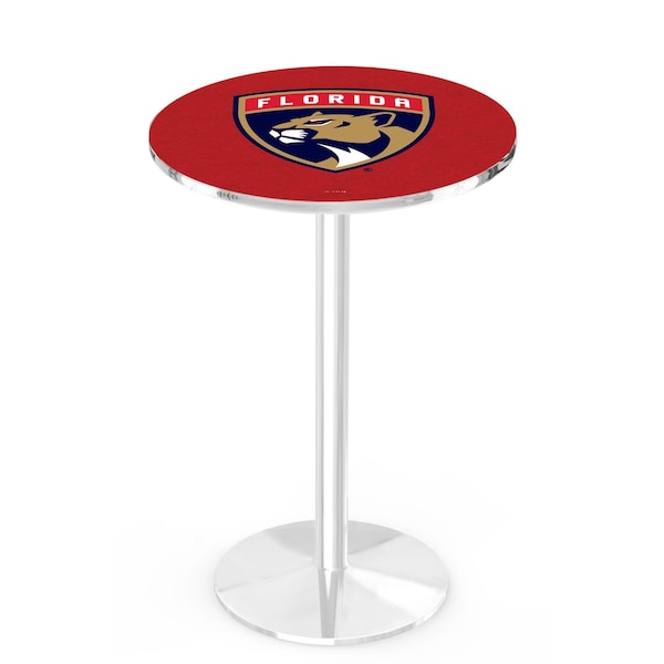 Holland Bar Stool Co 36" Chrome Florida Panthers Pub Table, 36" dia. Top - L214C3636FLAPAN
