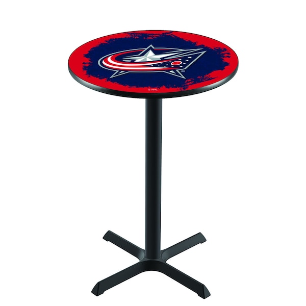 Holland Bar Stool Co 42" Blk Wrinkle Columbus Blue Jackets Pub Table - L211B4228COLBLU