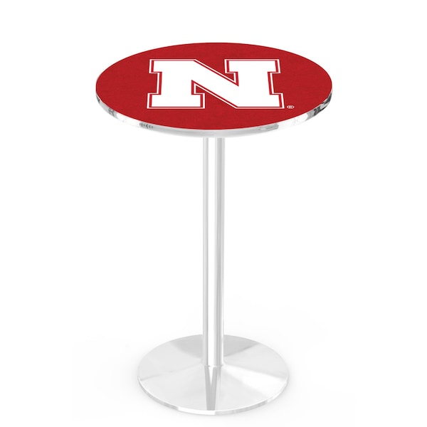 Holland Bar Stool Co 42" Chrome Nebraska Pub Table, 36" dia. Top - L214C4236NEBRUN
