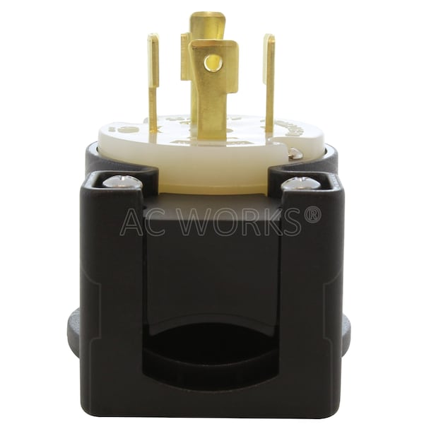 Ac Works NEMA L16-30P 3-Phase 30A 480V Elbow 4-Prong Locking Male Plug with UL, C-UL Approval - ASEL1630P