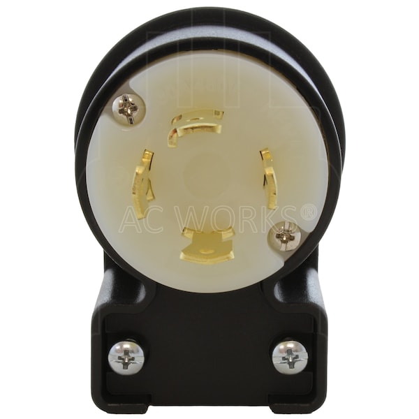 Ac Works NEMA L16-30P 3-Phase 30A 480V Elbow 4-Prong Locking Male Plug with UL, C-UL Approval - ASEL1630P