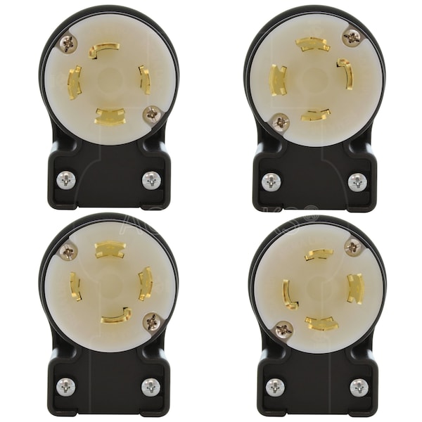 Ac Works NEMA L16-30P 3-Phase 30A 480V Elbow 4-Prong Locking Male Plug with UL, C-UL Approval - ASEL1630P