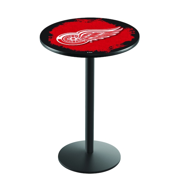 Holland Bar Stool Co 36" Blk Wrinkle Detroit Red Wings Pub Table - L214B3628DETRED