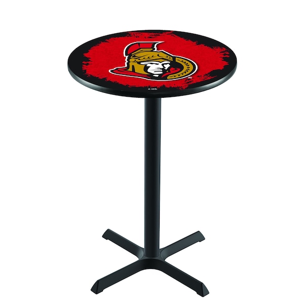 Holland Bar Stool Co 42" Blk Wrinkle Ottawa Senators Pub Table - L211B4228OTTSEN