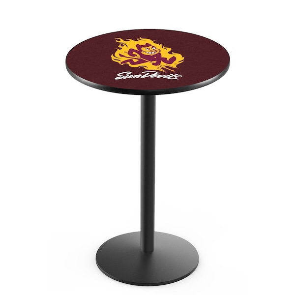 Holland Bar Stool Co 36" Blk Wrinkle Arizona State Pub Table, Sparky Logo, 36" dia. Top - L214B3636ARIZST-S