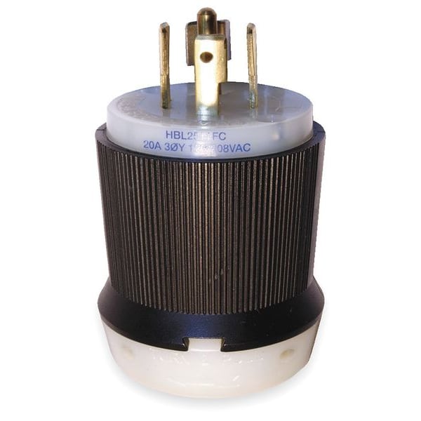 Hubbell 20A Locking Plug 4P 5W 120/208VAC L21-20P BK/WT - HBL2511FC