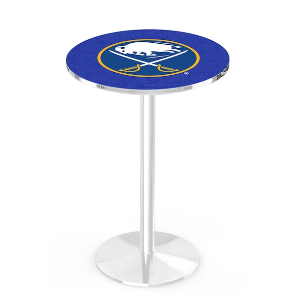 Holland Bar Stool Co 36" Chrome Buffalo Sabres Pub Table, 36" dia. Top - L214C3636BUFSAB