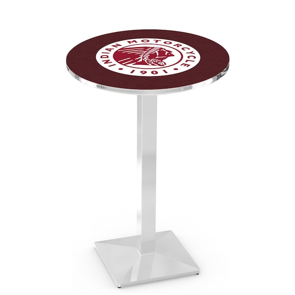 Holland Bar Stool Co 36" Chrome Indian Motorcycle Pub Table, 36" dia. Top - L217C3636INDN-HD