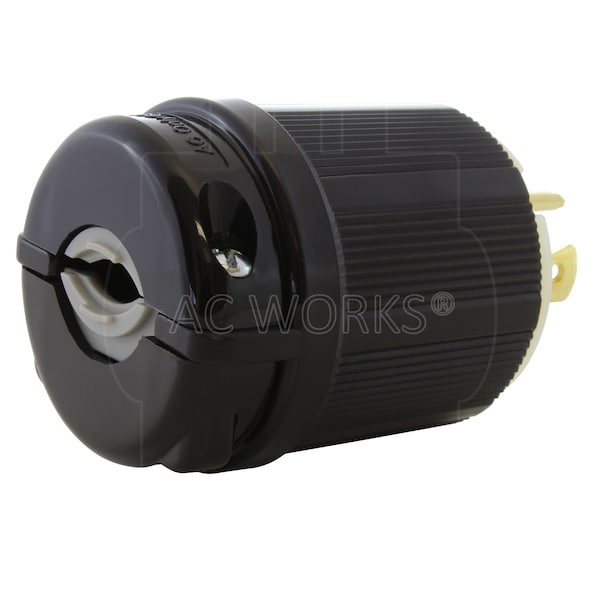 Ac Works NEMA L16-20P 3-Phase 20A 480V 4-Prong Locking Male Plug with UL, C-UL Approval in Black - ASL1620P-BK