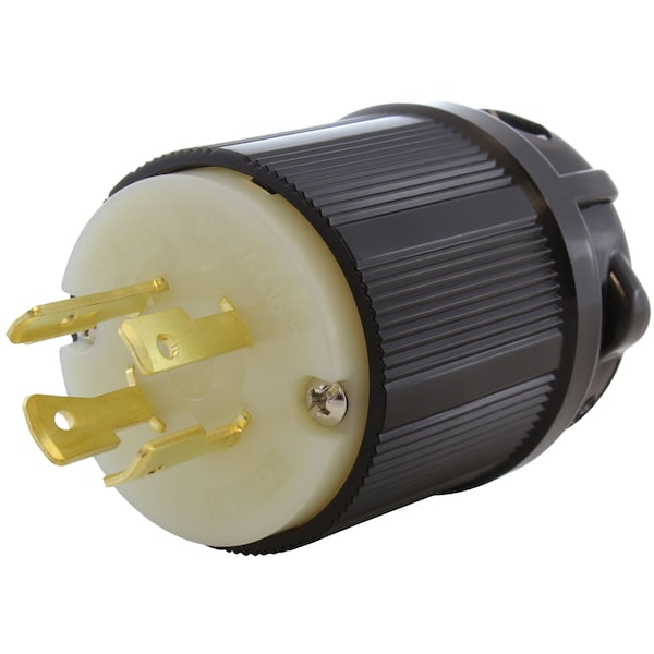 Ac Works NEMA L16-20P 3-Phase 20A 480V 4-Prong Locking Male Plug with UL, C-UL Approval in Black - ASL1620P-BK