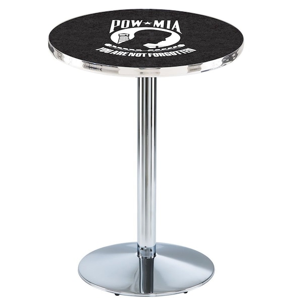 Holland Bar Stool Co 36" Chrome POW/MIA Pub Table, 36" dia. Top - L214C3636POWMIA