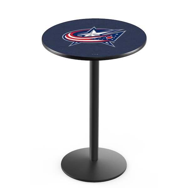 Holland Bar Stool Co 42" Blk Wrinkle Columbus Blue Jackets Pub Table, 36" dia. Top - L214B4236COLBLU