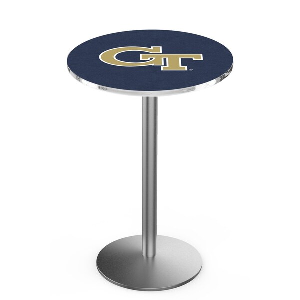 Holland Bar Stool Co 42" Stainless Steel Georgia Tech Pub Table, 36" dia. Top - L214S4236GATECH